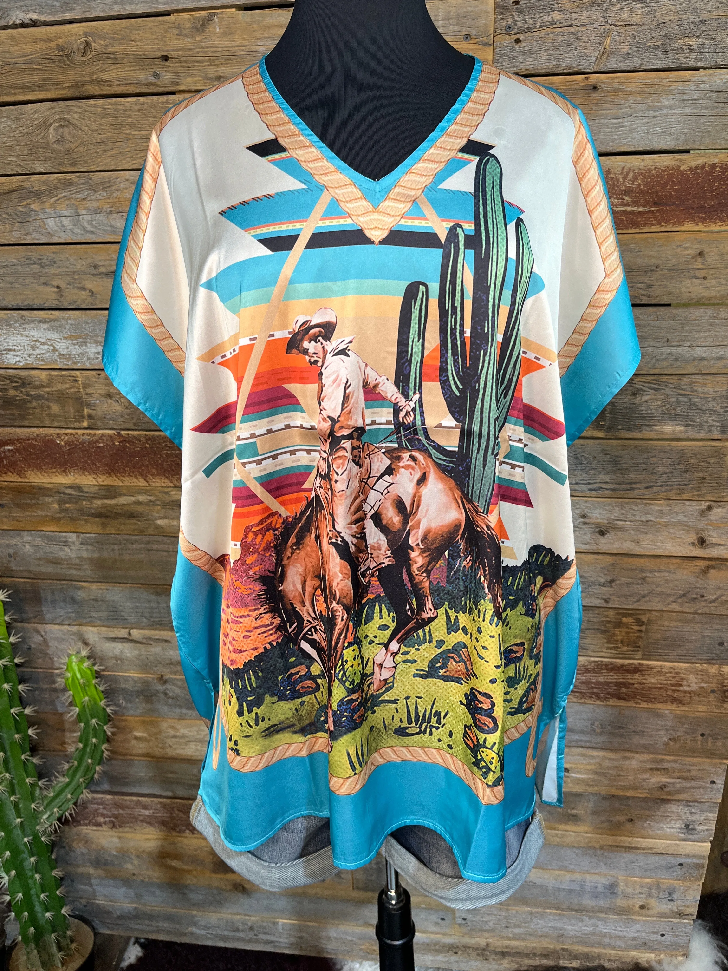 Aztec Bonc Poncho Blouse