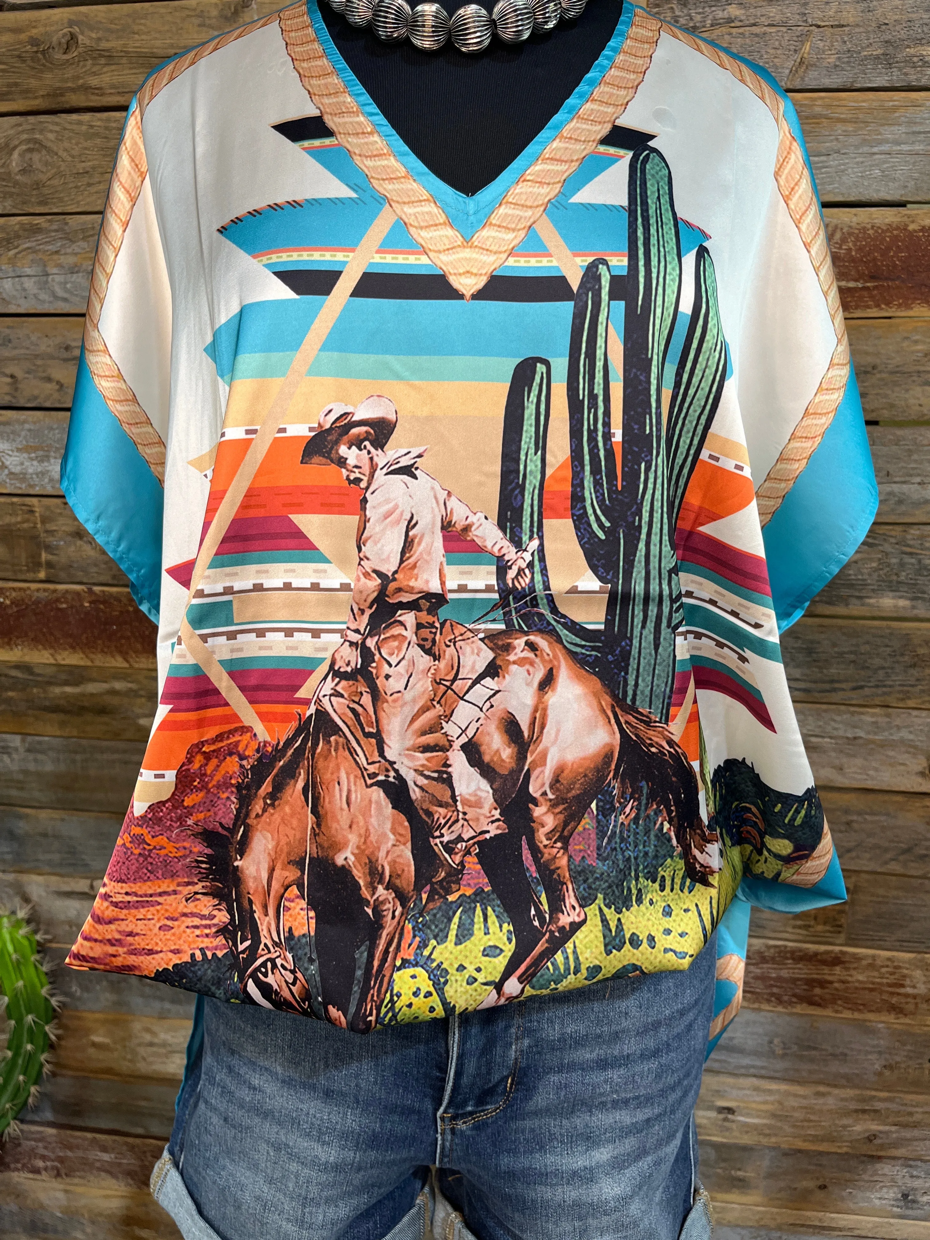 Aztec Bonc Poncho Blouse