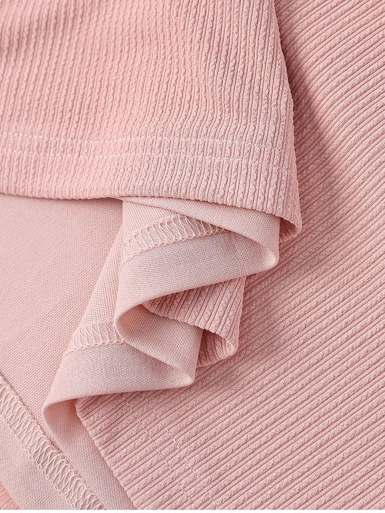 Back Tie Up Long Sleeve Top   High Waist Skirt Set