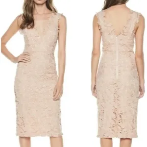 Bardot Valeria Lace Sleeveless Cocktail Sheath Dress US 8 Pink