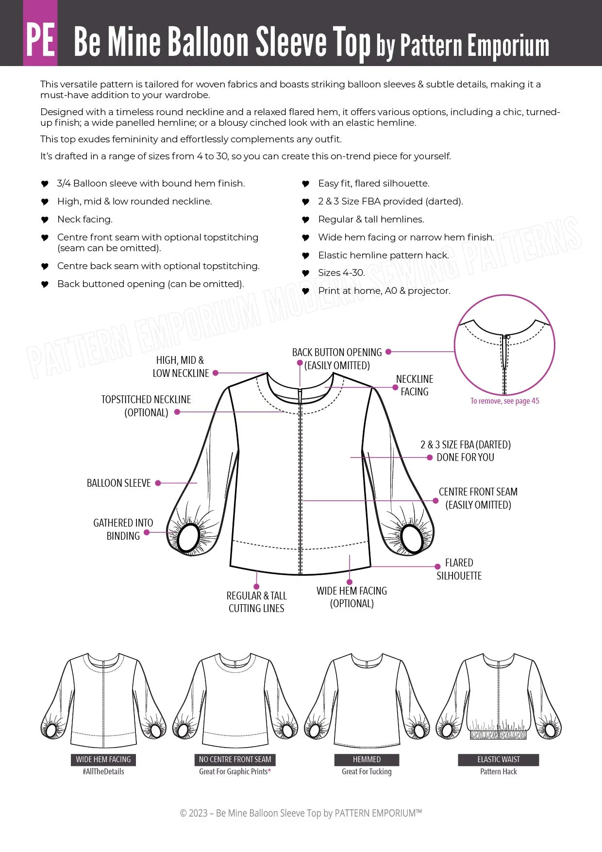 Be Mine | Balloon Sleeve Top Sewing Pattern
