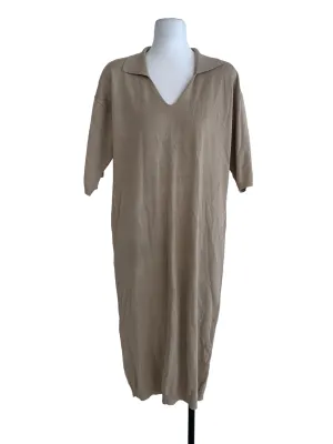 Beige Plain Sheath Dress