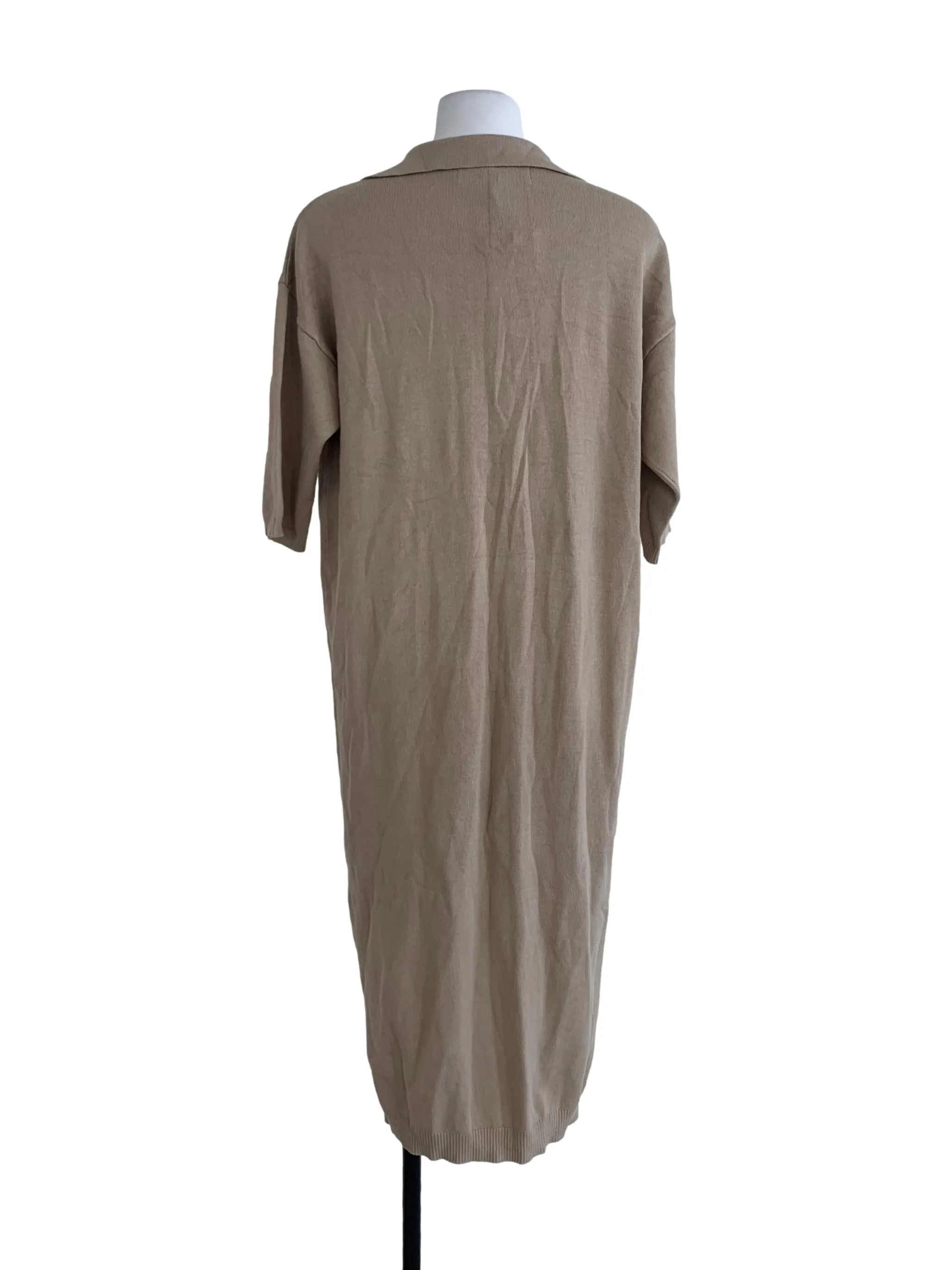 Beige Plain Sheath Dress