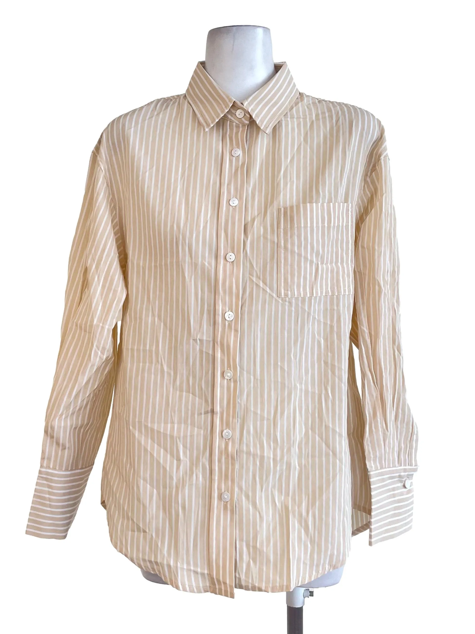 Beige Stripe Oxford Shirt