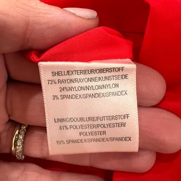 BELLE BADGLEY MISCHKA RED/CORAL SLEEVELESS PEPLUM COCKTAIL DRESS SIZE 10