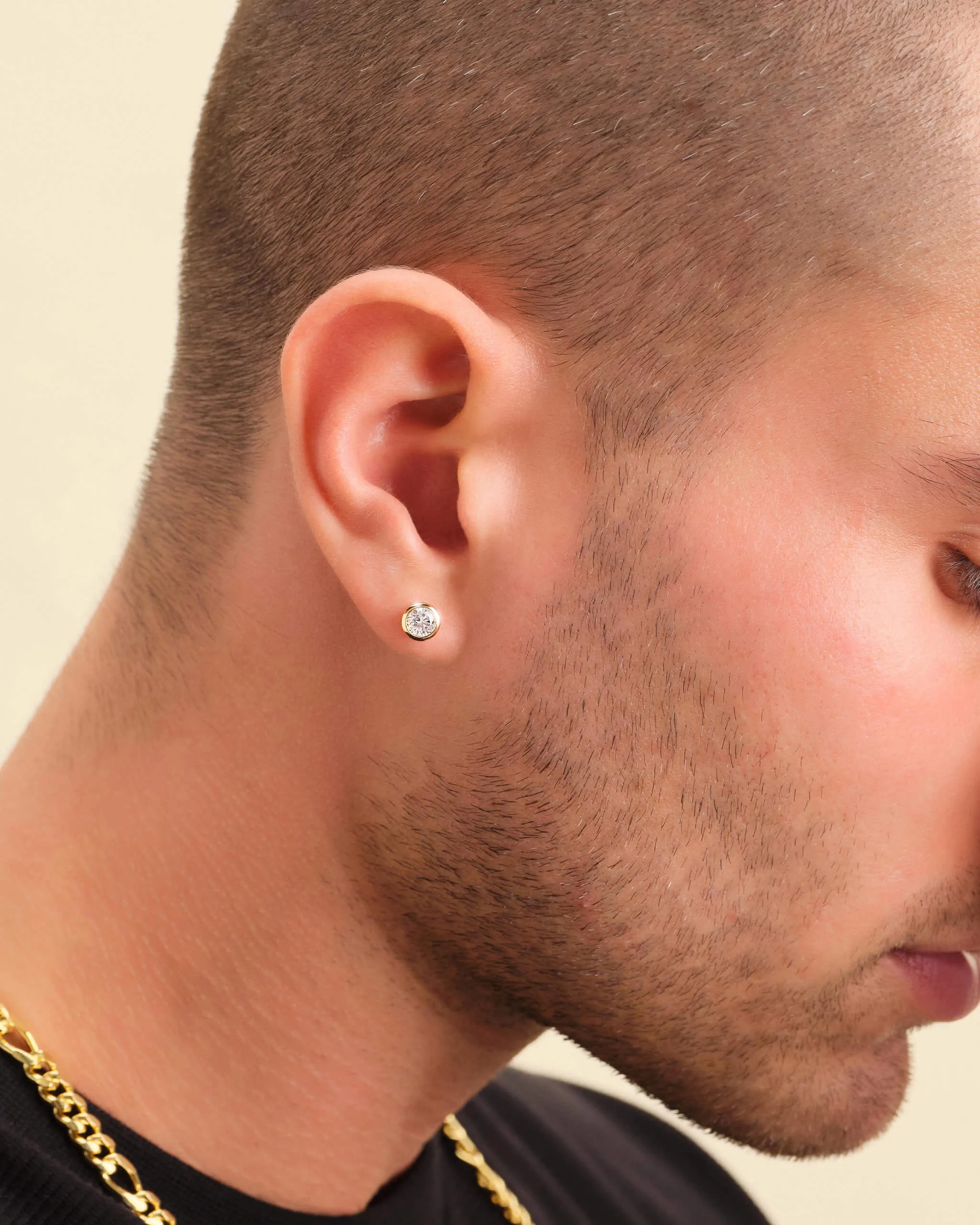 Bezeled Stud Earrings - Gold