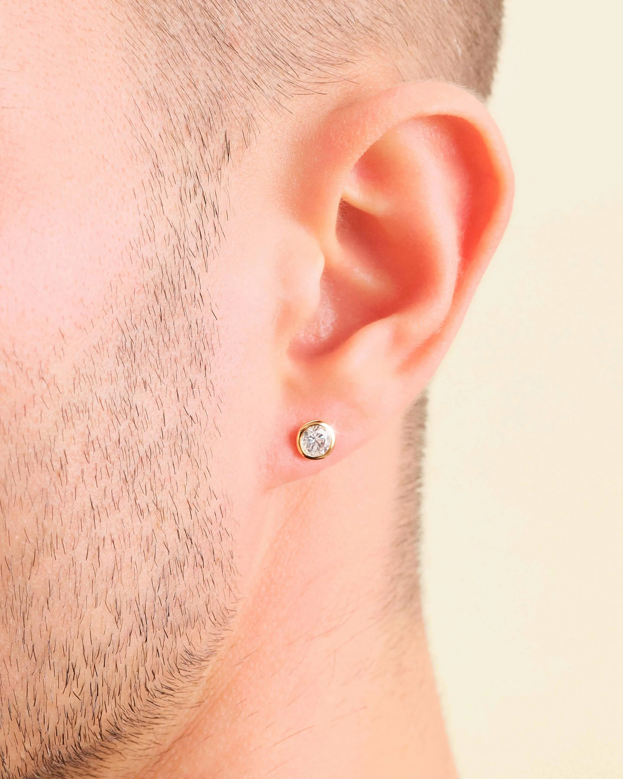 Bezeled Stud Earrings - Gold