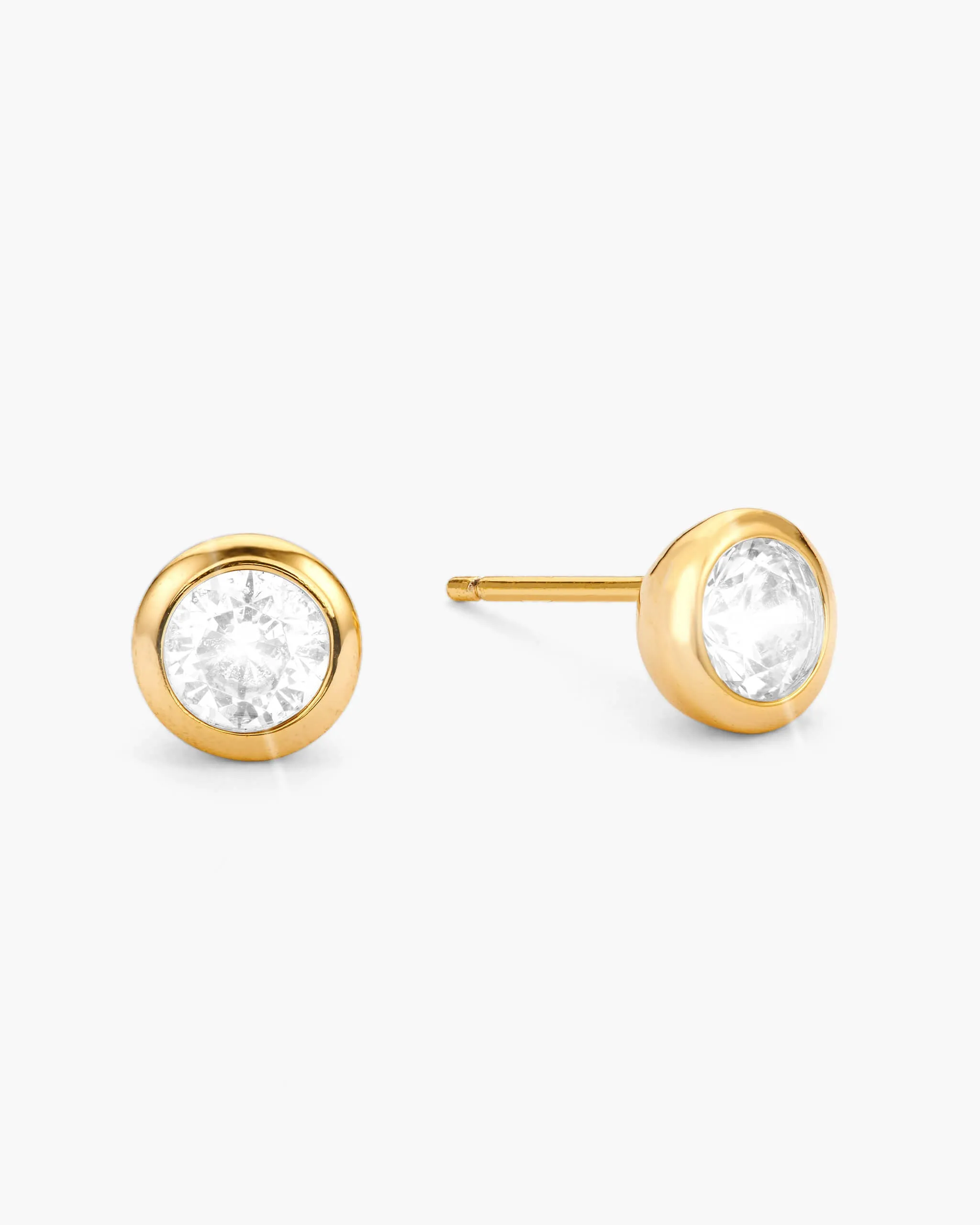 Bezeled Stud Earrings - Gold
