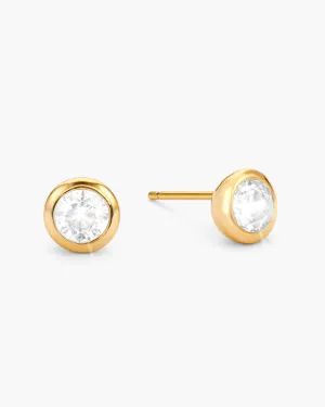 Bezeled Stud Earrings - Gold