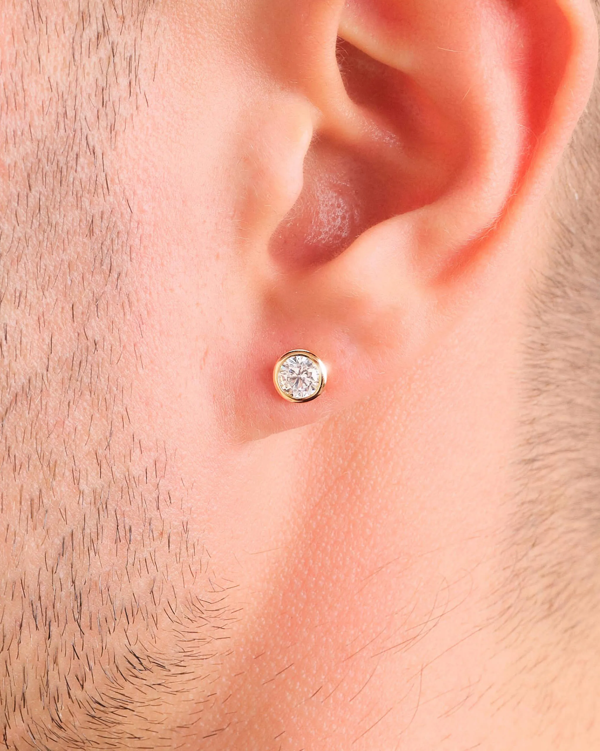 Bezeled Stud Earrings - Gold
