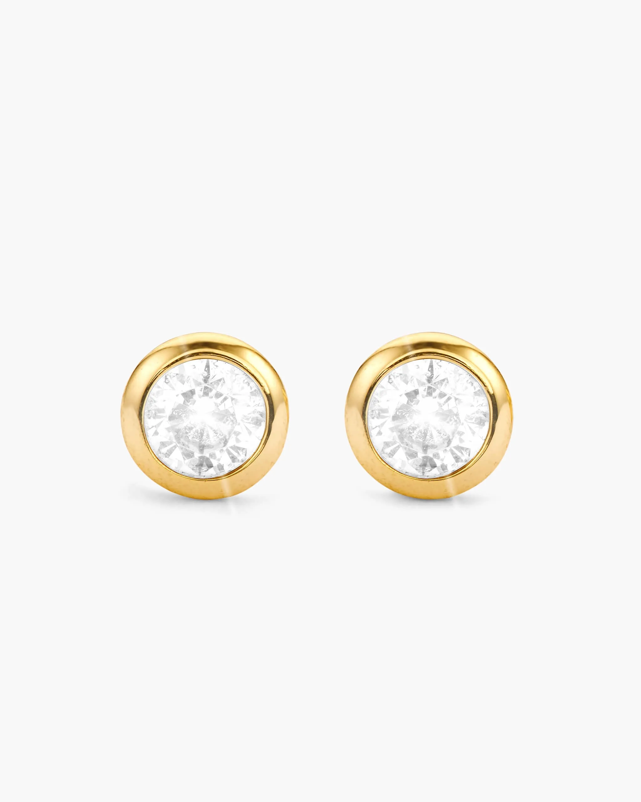 Bezeled Stud Earrings - Gold