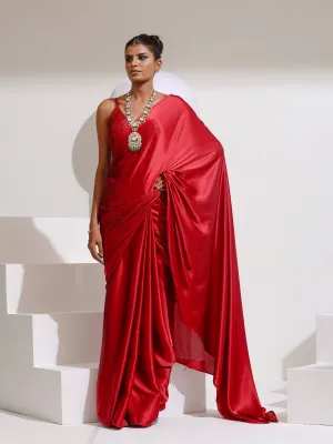 Big Apple Satin Saree with Beads and Embroidered Blouse Fabric