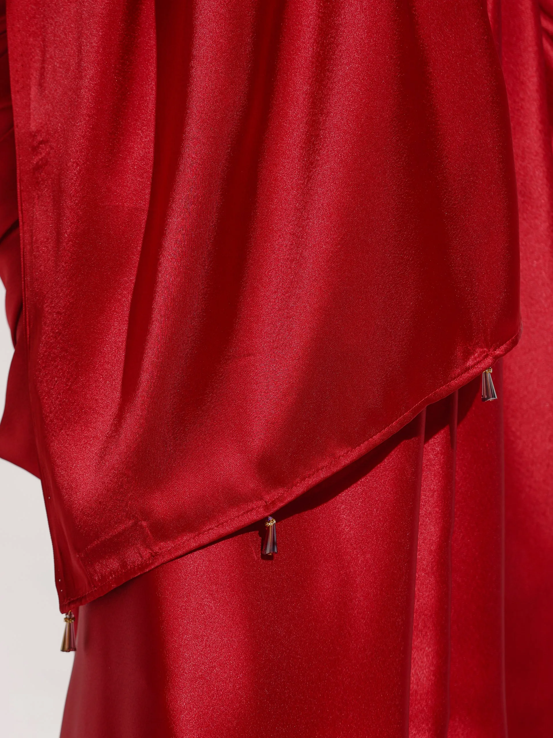 Big Apple Satin Saree with Beads and Embroidered Blouse Fabric