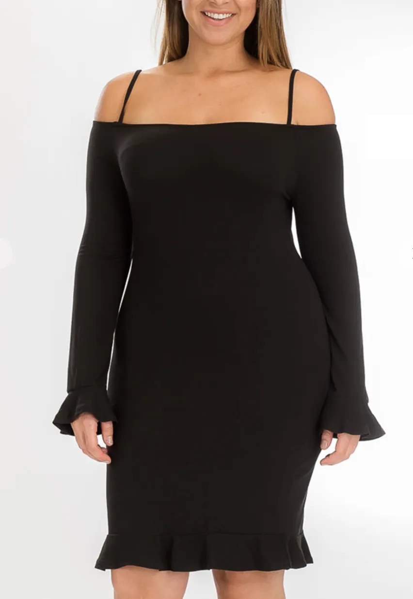 BILLY JEAN OFF-SHOULDER RUFFLE DRESS | (PLUS SIZE)