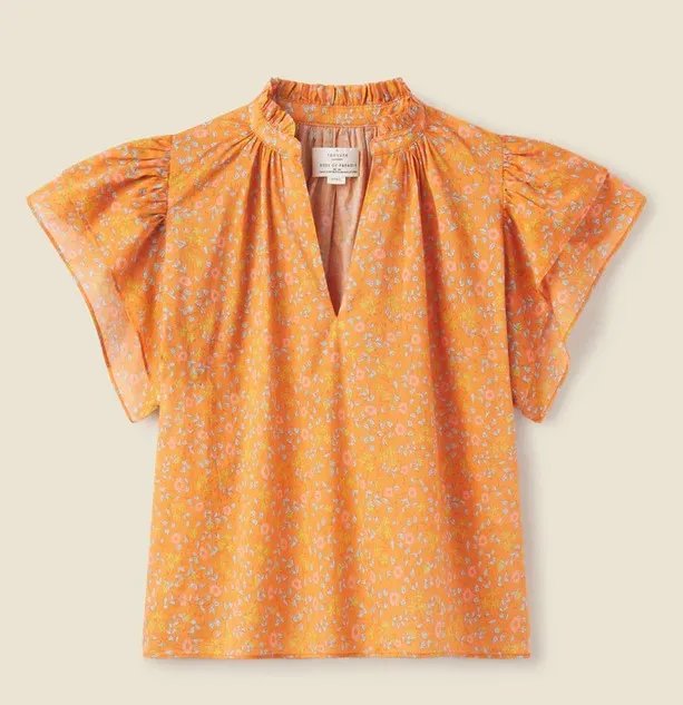 Birds of Paradise Clover Blouse - Tumeric Ivy