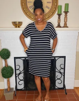 Black & White Stripe T-Shirt Dress