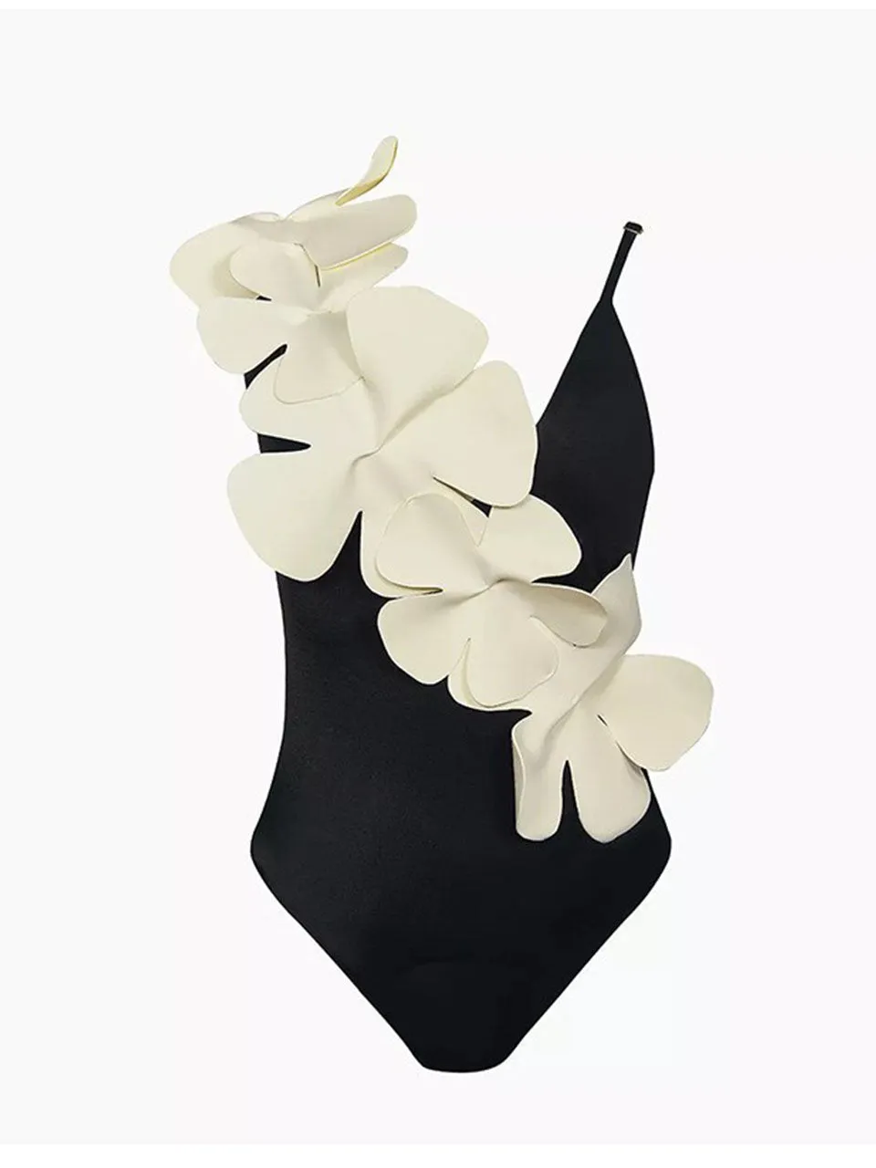 Black And White Flower One Piece With Bathing Suit Wrap Skirt