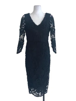 Black Floral Net Sheath Dress