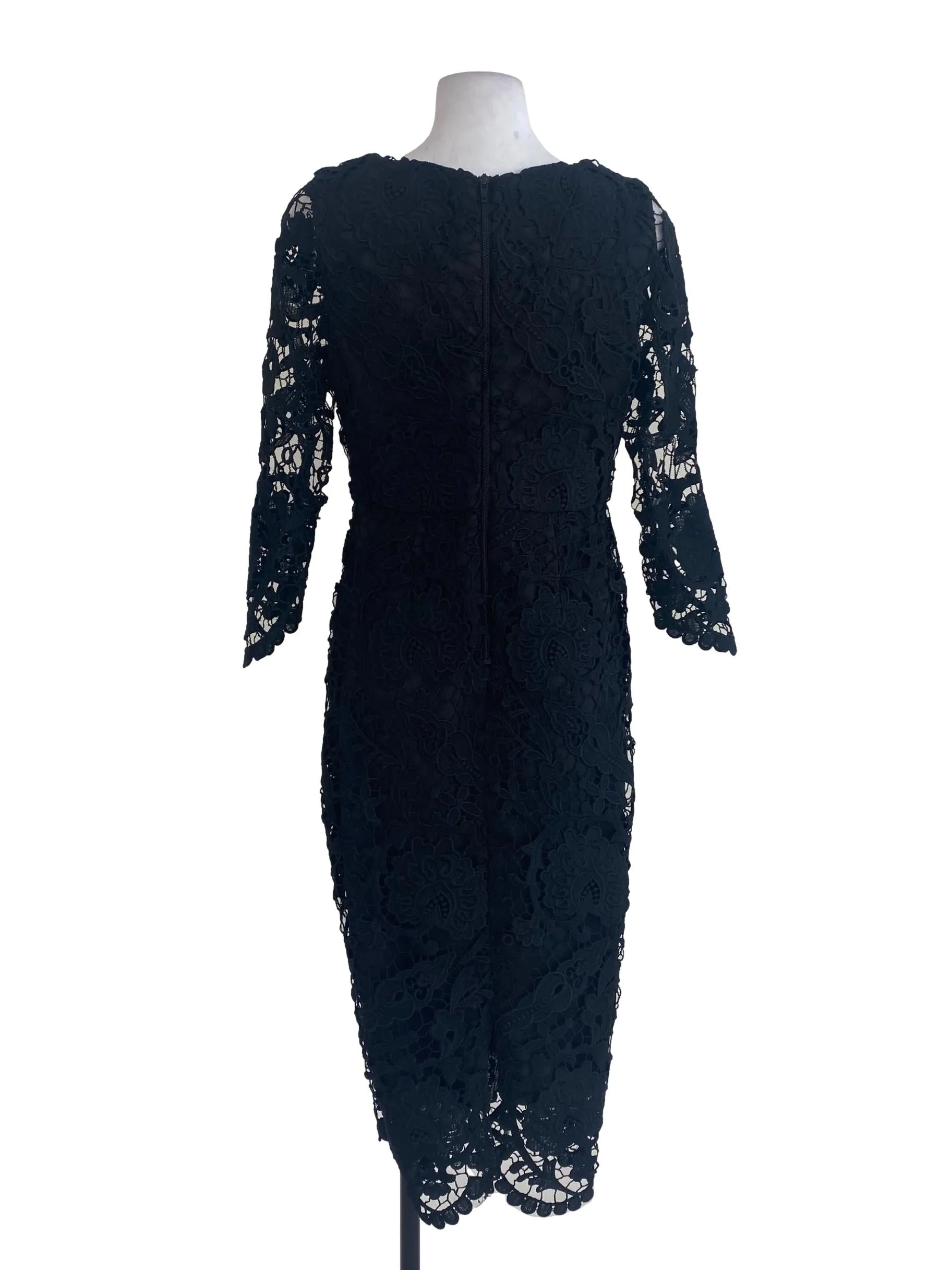 Black Floral Net Sheath Dress