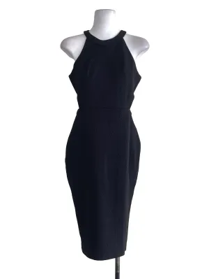 Black Halter Open Waist Sheath Dress