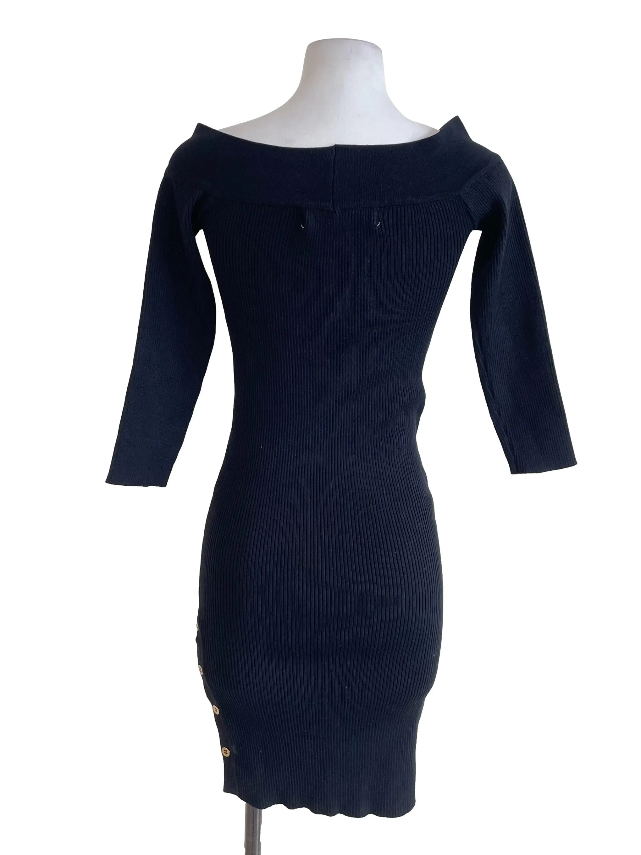 Black Knit Off-Shoulder Dress TEM