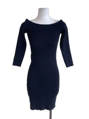 Black Knit Off-Shoulder Dress TEM