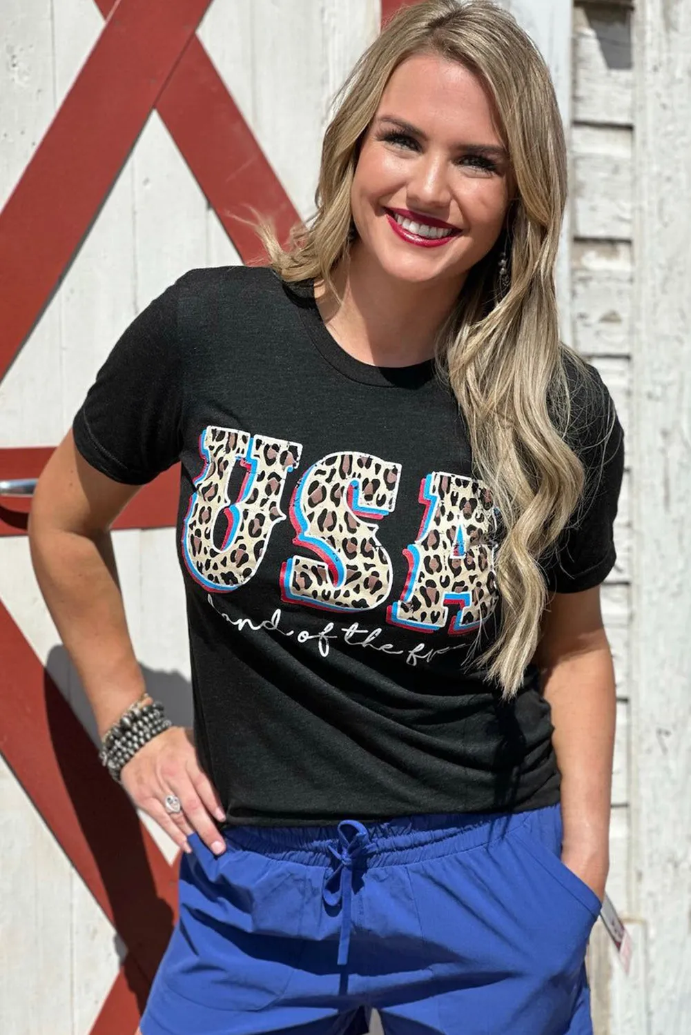 Black Leopard UAS land of the free Graphic T Shirt