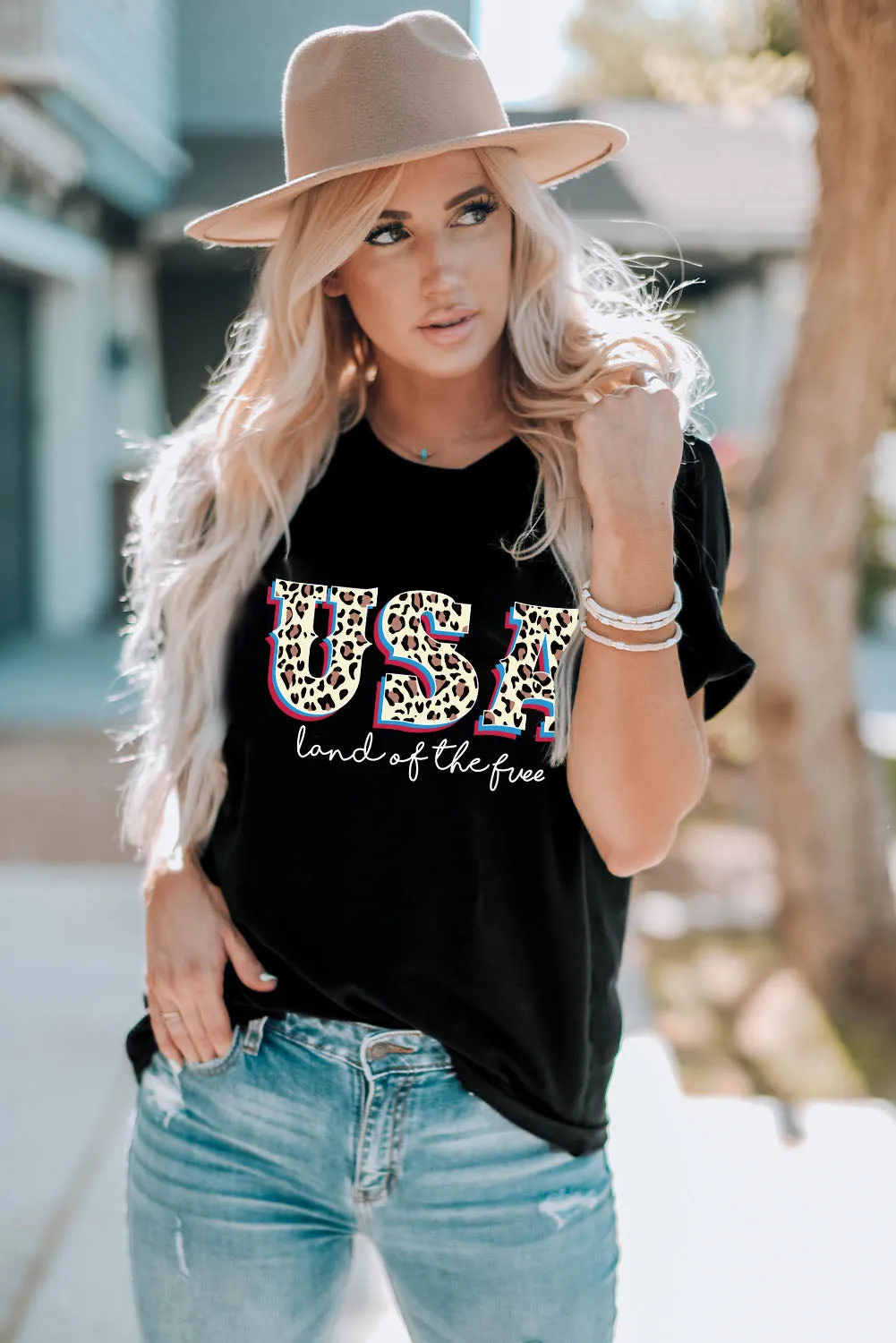 Black Leopard UAS land of the free Graphic T Shirt
