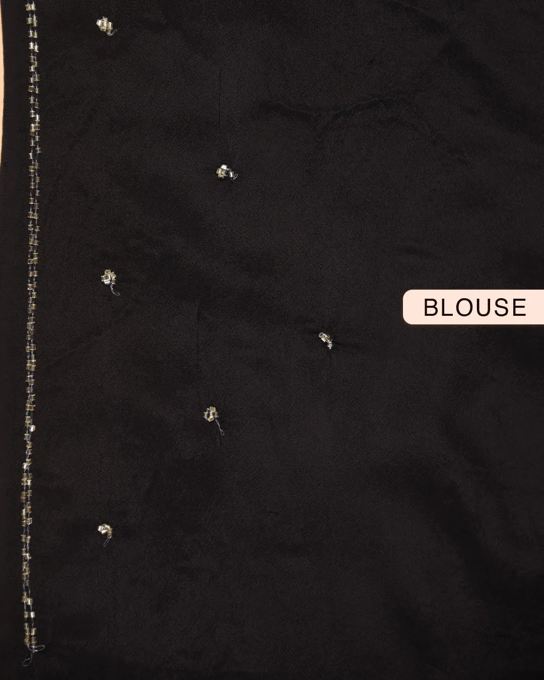 Black Muslin Organza Blend Printed With Embellishment Saree With Georgette Blouse