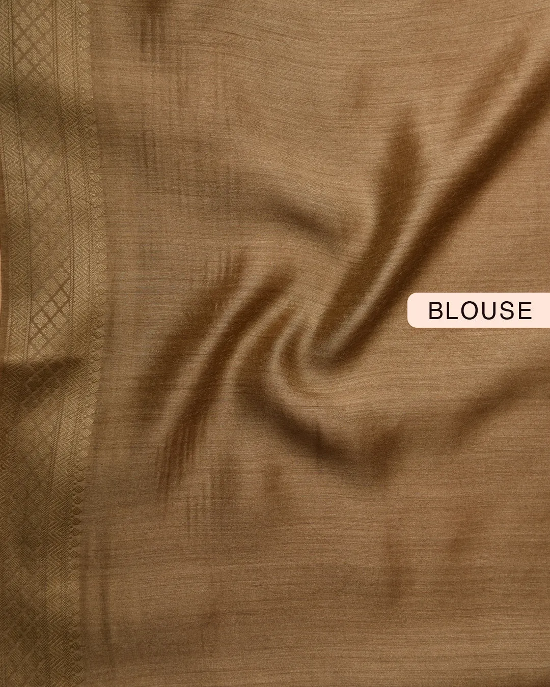 Black With Beige Pure Handloom Silk Embroidered Saree With Contrast Tussar Silk Blouse