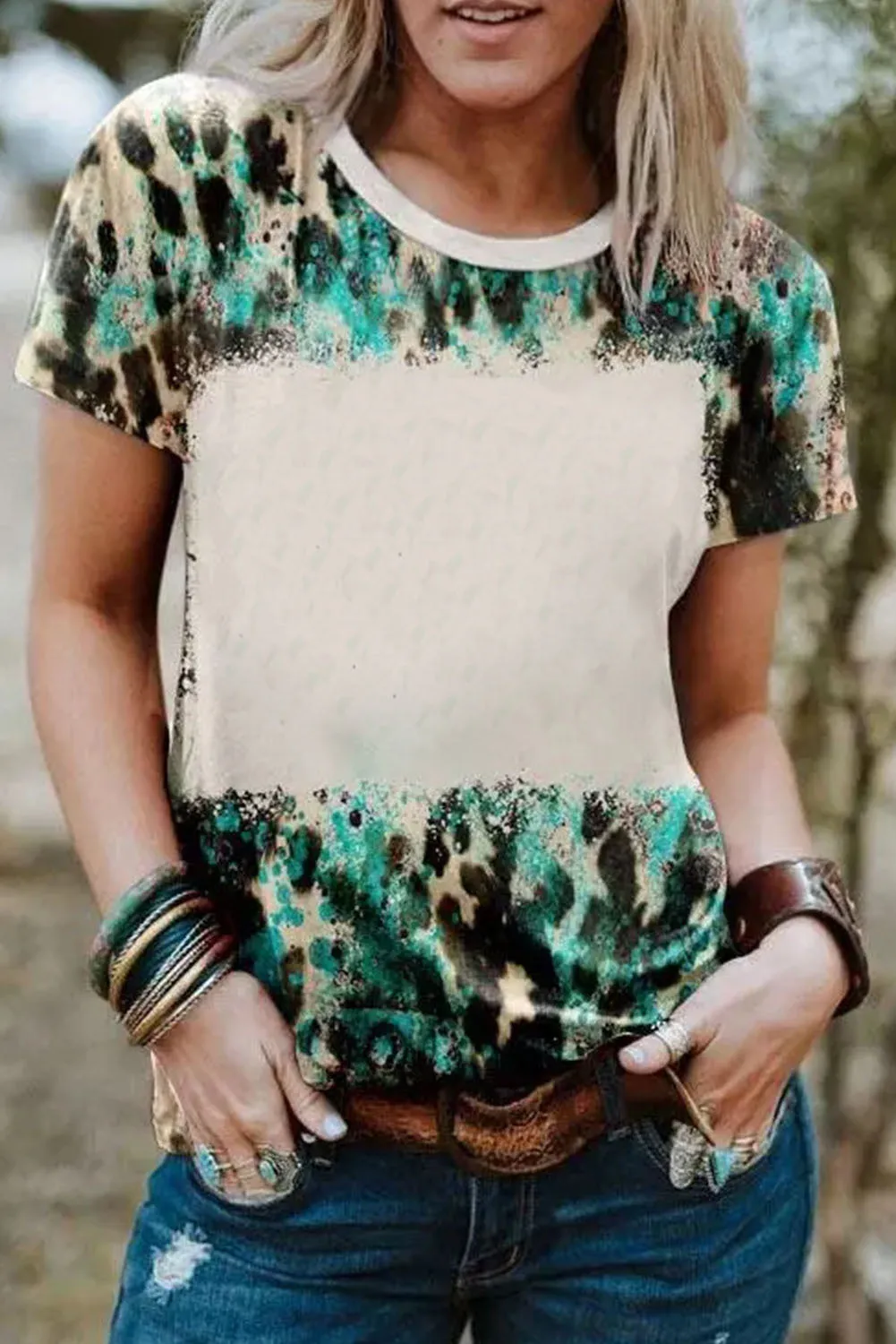 Blank Apparel - Blank Graphic Leopard Dyed Print T Shirt