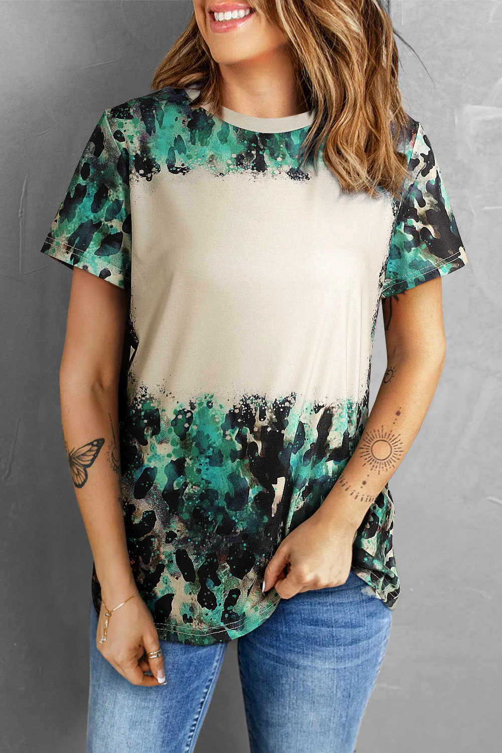 Blank Apparel - Blank Graphic Leopard Dyed Print T Shirt