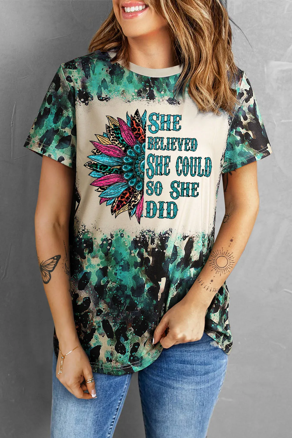 Blank Apparel - Blank Graphic Leopard Dyed Print T Shirt