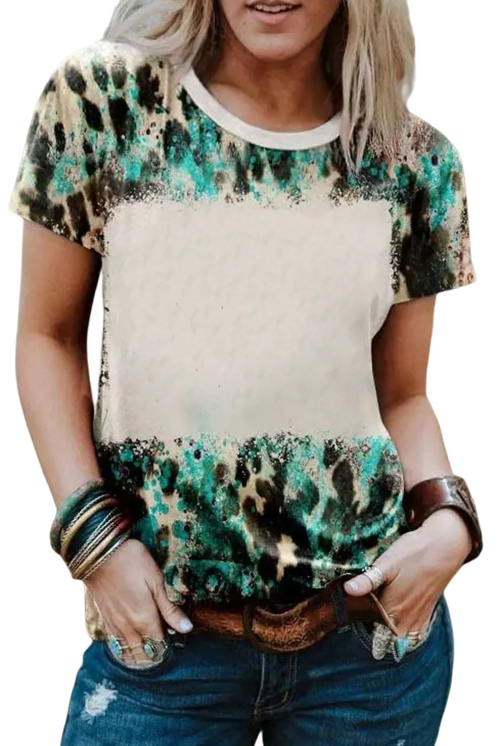 Blank Apparel - Blank Graphic Leopard Dyed Print T Shirt