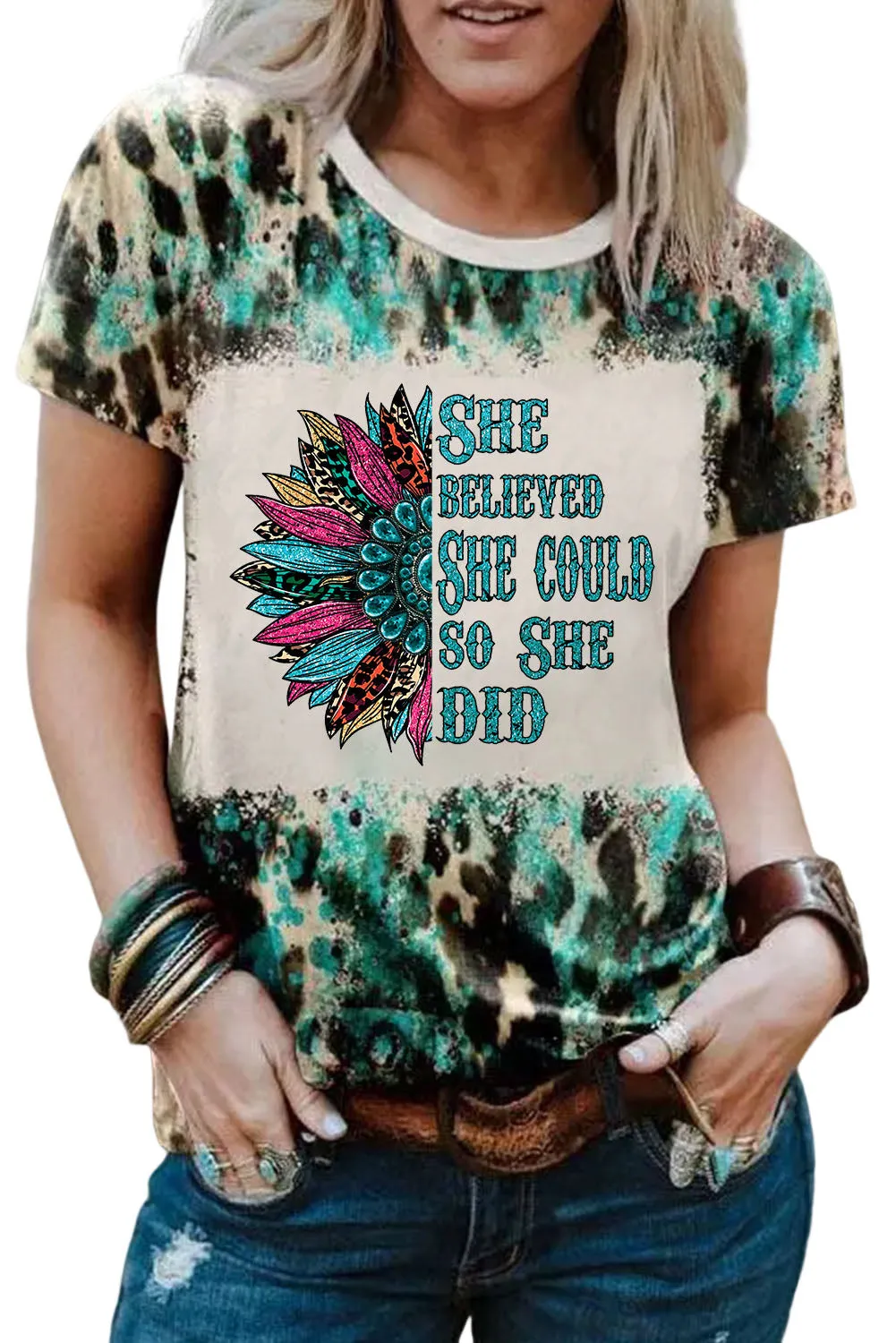 Blank Apparel - Blank Graphic Leopard Dyed Print T Shirt