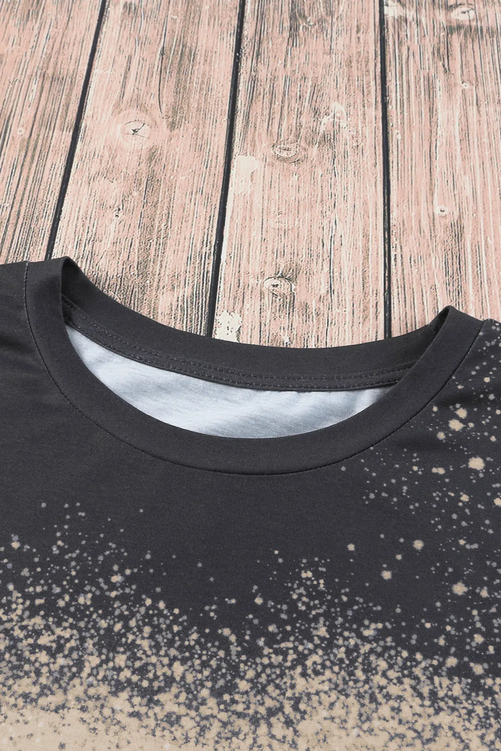 Blank Apparel - Gray Blank Graphic Leopard Detail Bleached T Shirt