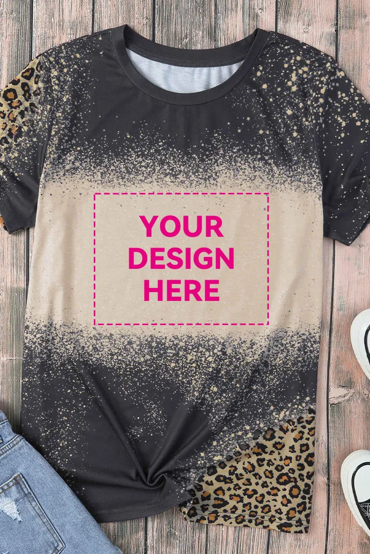 Blank Apparel - Gray Blank Graphic Leopard Detail Bleached T Shirt