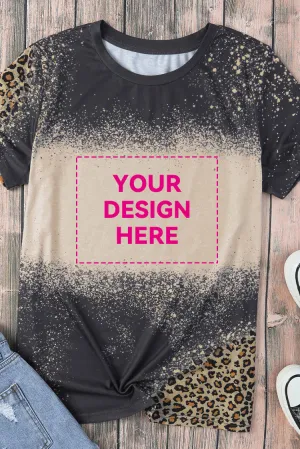 Blank Apparel - Gray Blank Graphic Leopard Detail Bleached T Shirt
