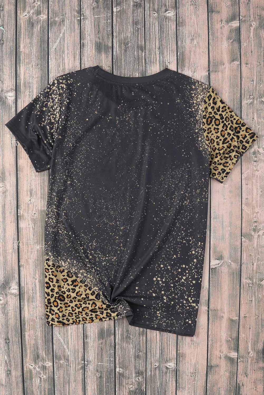 Blank Apparel - Gray Blank Graphic Leopard Detail Bleached T Shirt