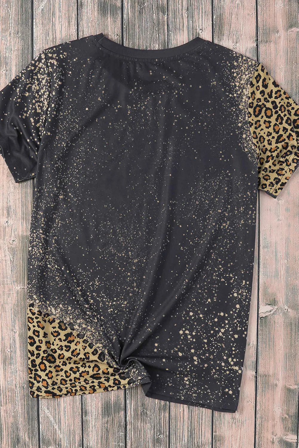 Blank Apparel - Gray Blank Graphic Leopard Detail Bleached T Shirt