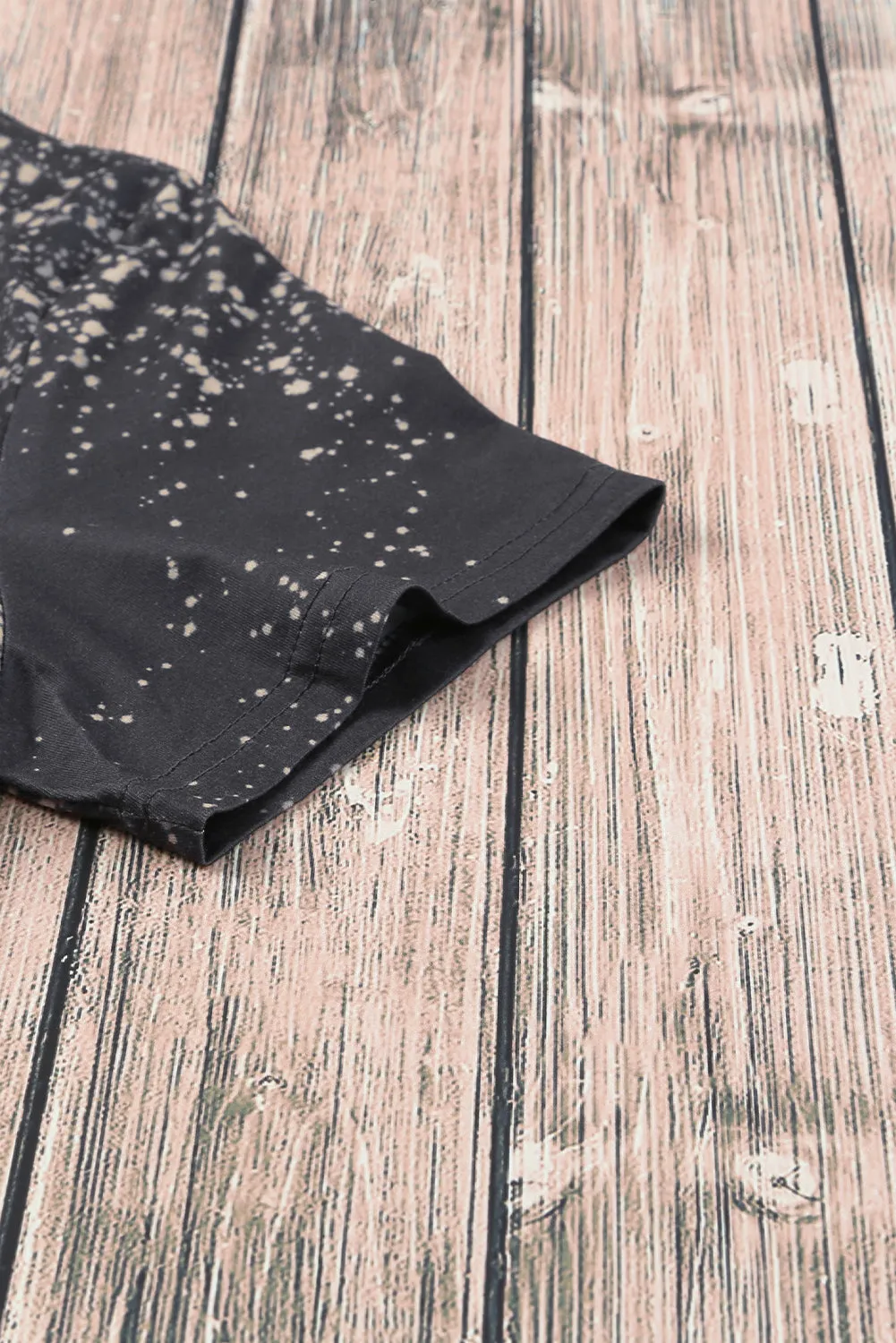 Blank Apparel - Gray Blank Graphic Leopard Detail Bleached T Shirt