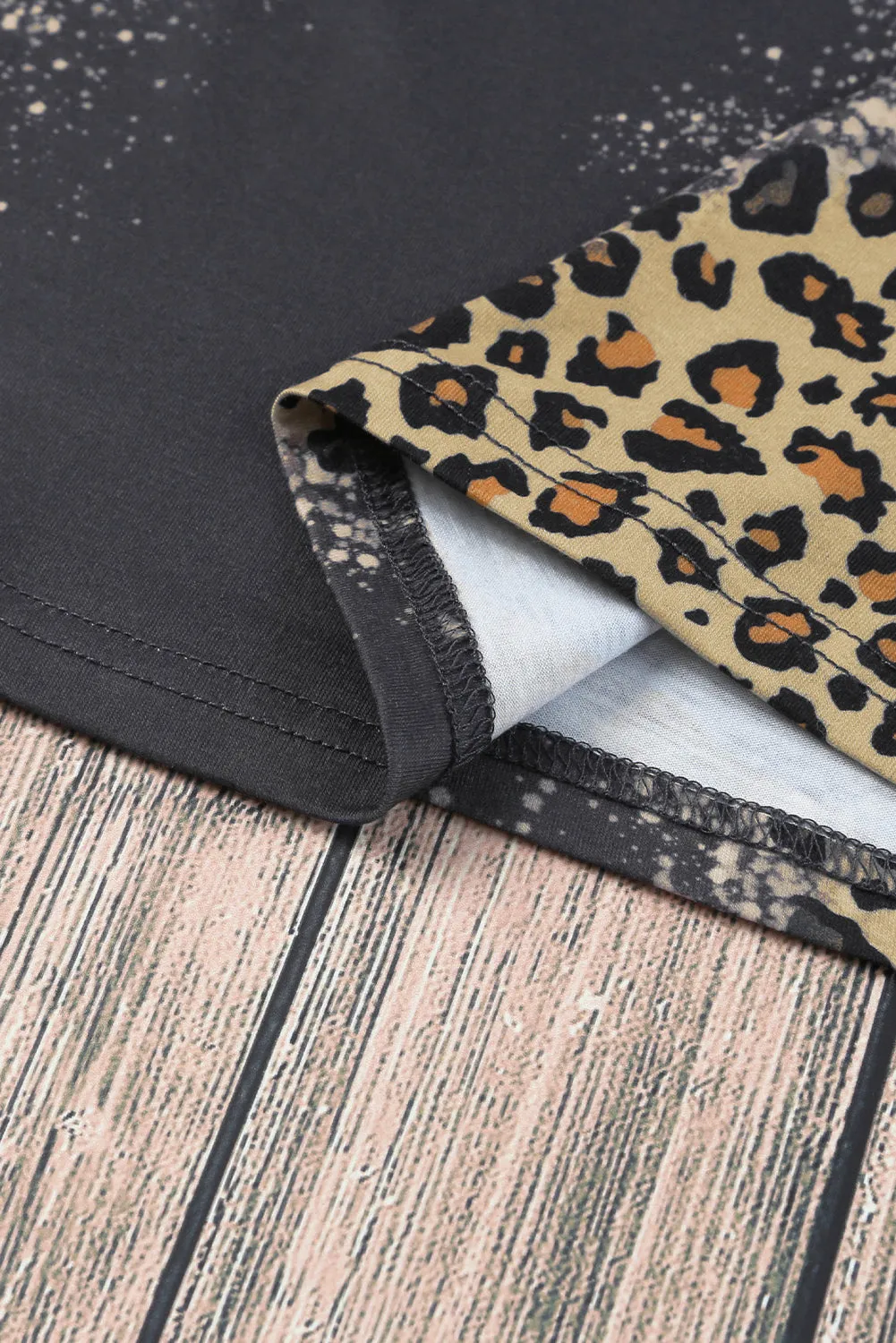 Blank Apparel - Gray Blank Graphic Leopard Detail Bleached T Shirt