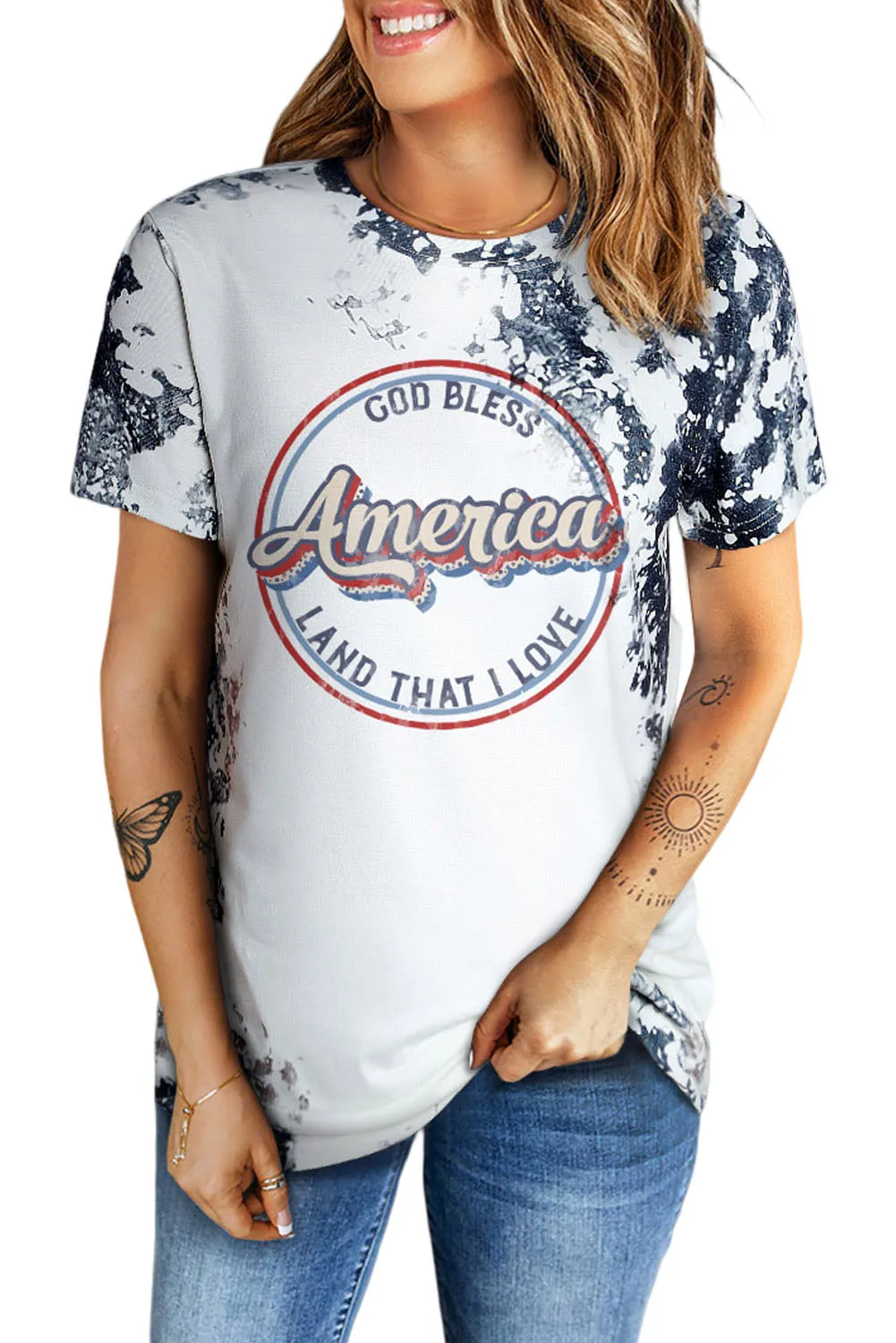 Blank Apparel - Gray Western Fashion Dyed Bleached T Shirt
