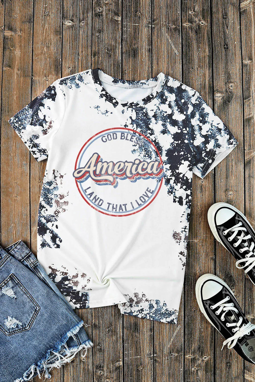 Blank Apparel - Gray Western Fashion Dyed Bleached T Shirt