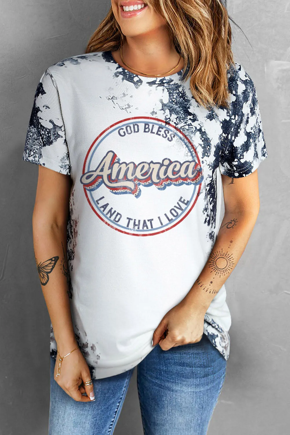 Blank Apparel - Gray Western Fashion Dyed Bleached T Shirt