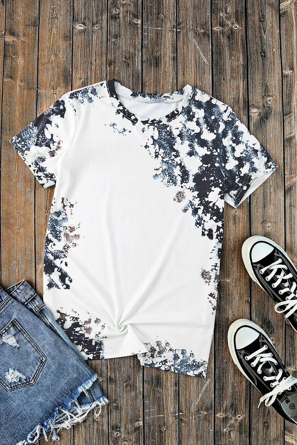 Blank Apparel - Gray Western Fashion Dyed Bleached T Shirt
