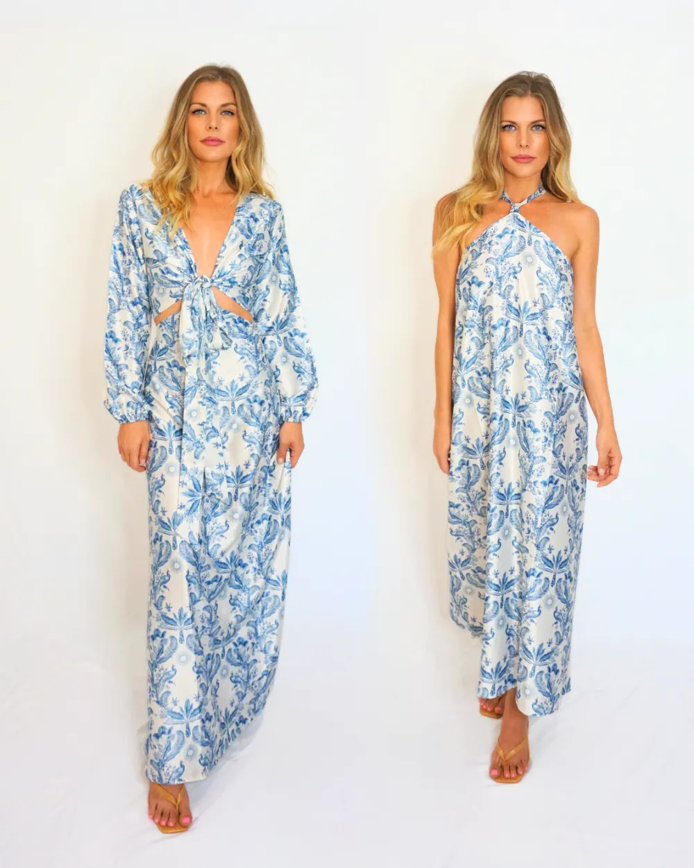 Blouse   Attachable Skirt Set - Toile Blue