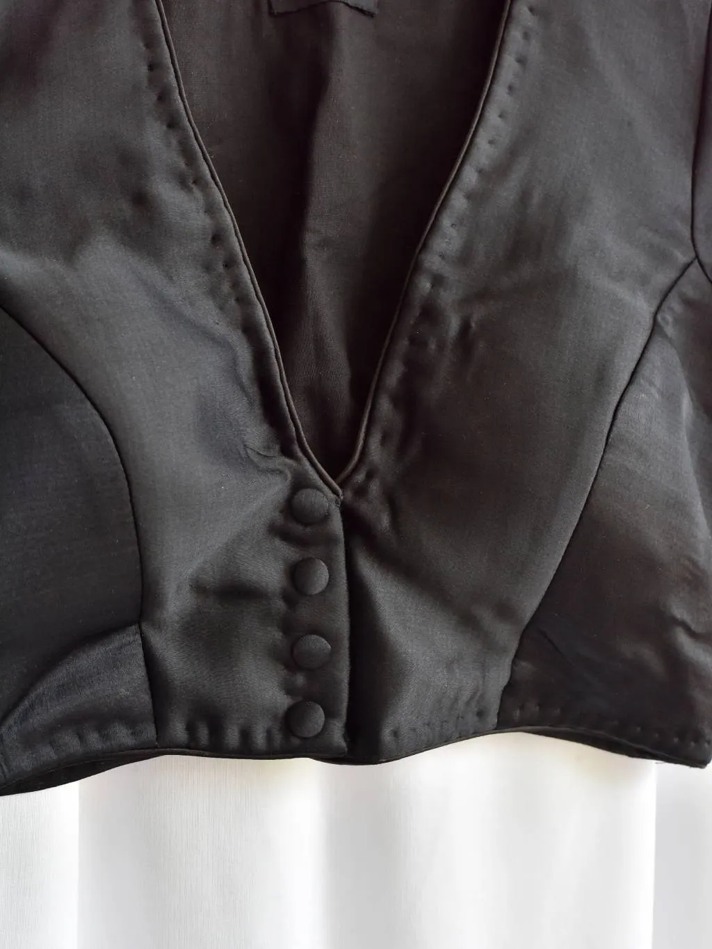 Blouse - Black Satin Short Sleeve blouse