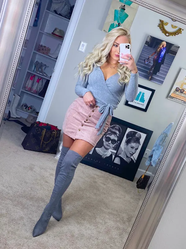 Blowing Kisses Corduroy Skirt, Mauve