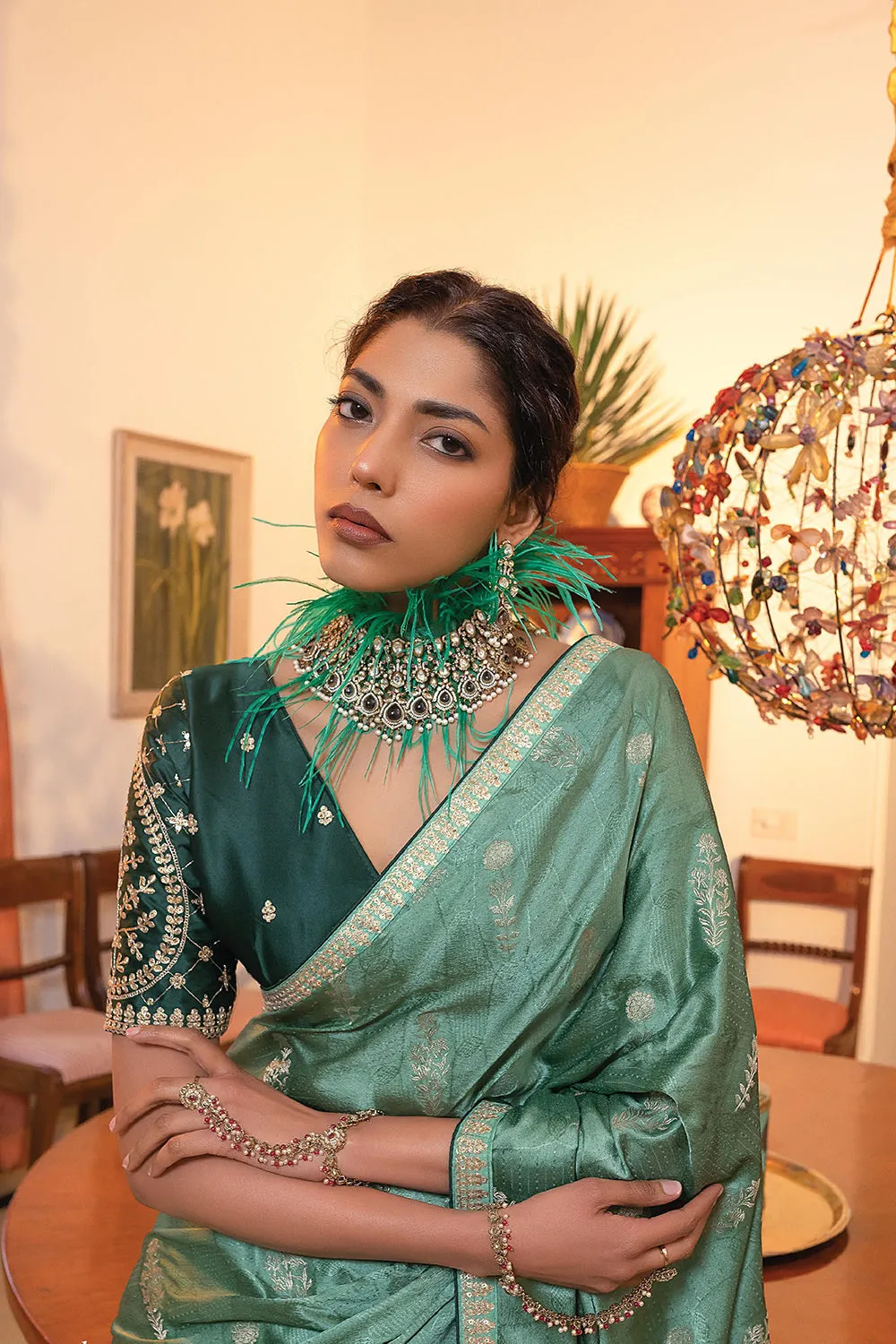 Blue Colour Viscose Satin Classic Saree